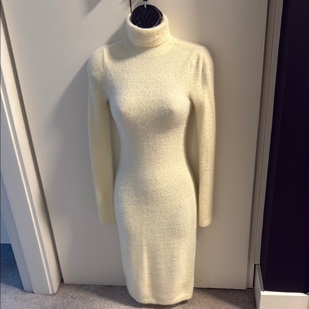 LPA White Turtleneck Long Sleeve Sweater Dress